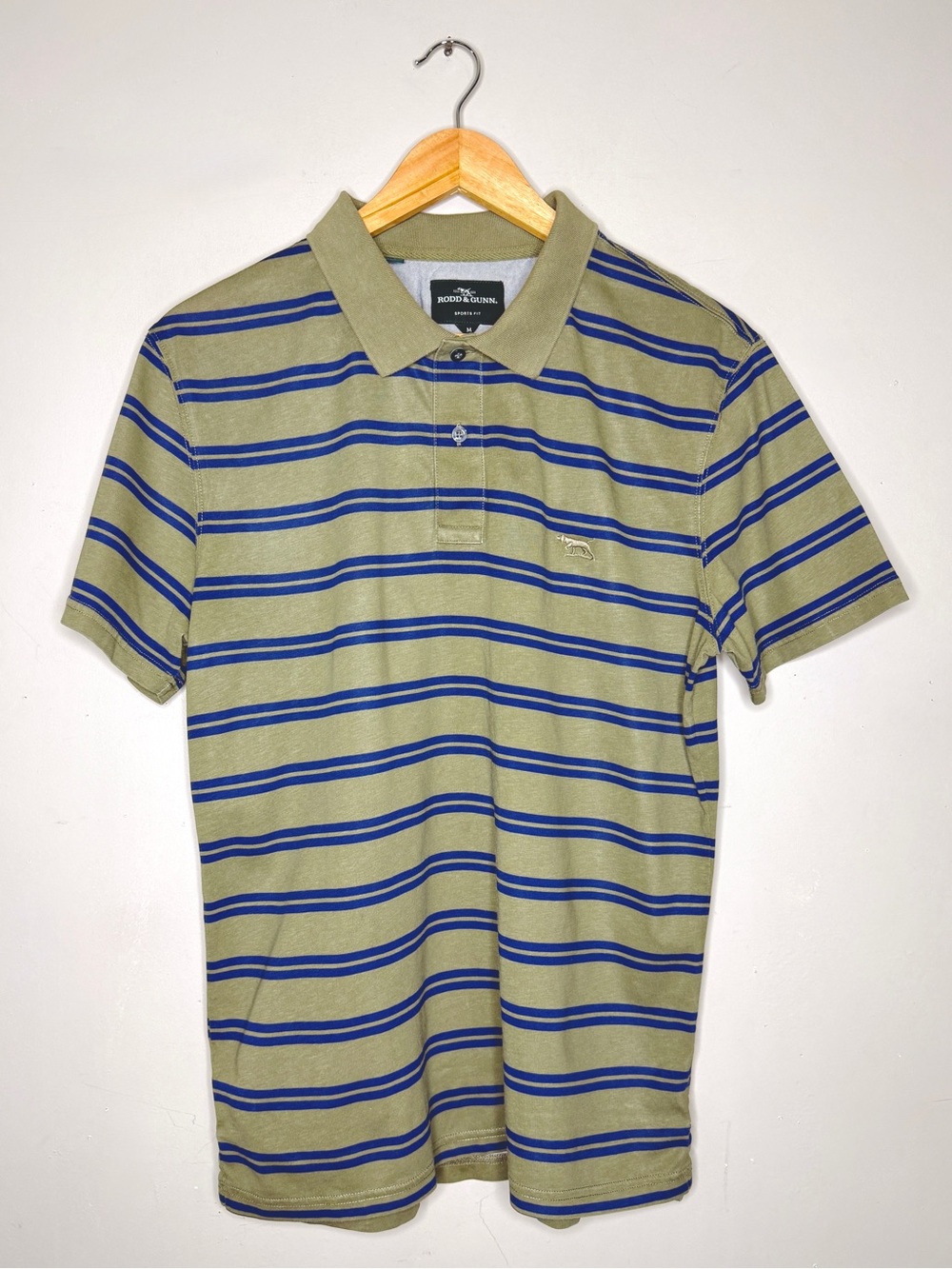 Rodd & Gunn Olive and Blue Striped Polo Shirt